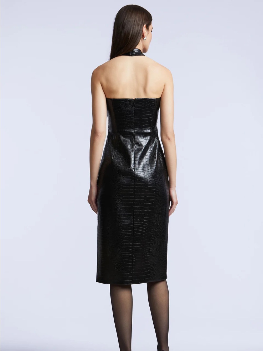 NWT BCBG Faux Leather Astrid Dress in Black - Picture 2 of 5